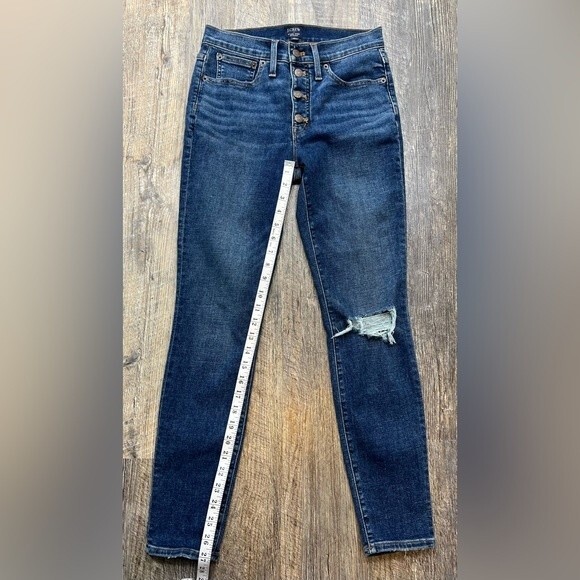 J. Crew Women's Jeans Blue 9" Mid Rise Skinny Button Fly Size 27 - Picture 11 of 14